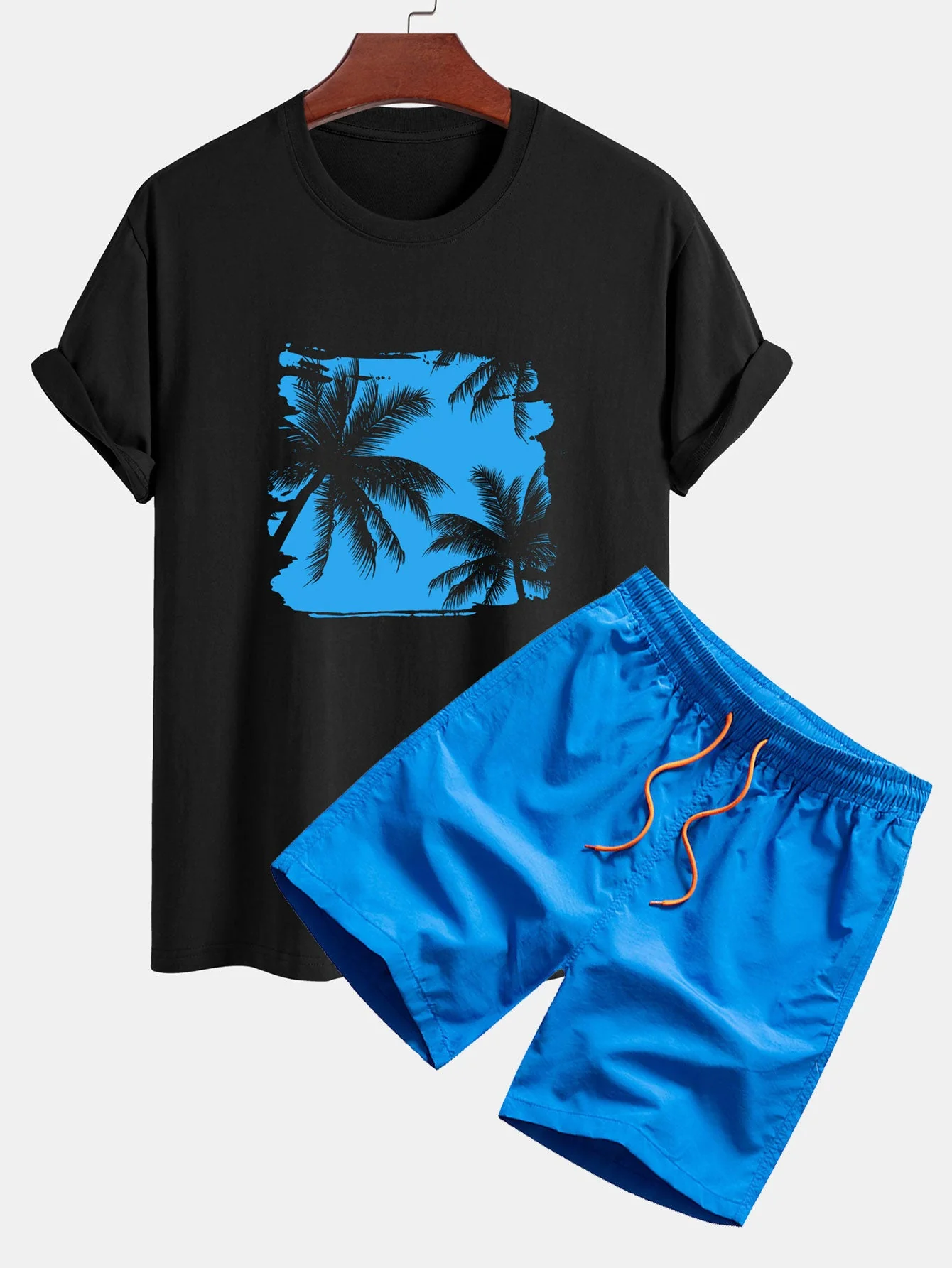 Cole® | Regular Fit Palm Trees Silhouette Print Cotton T-Shirt & Swim Shorts - Image 8