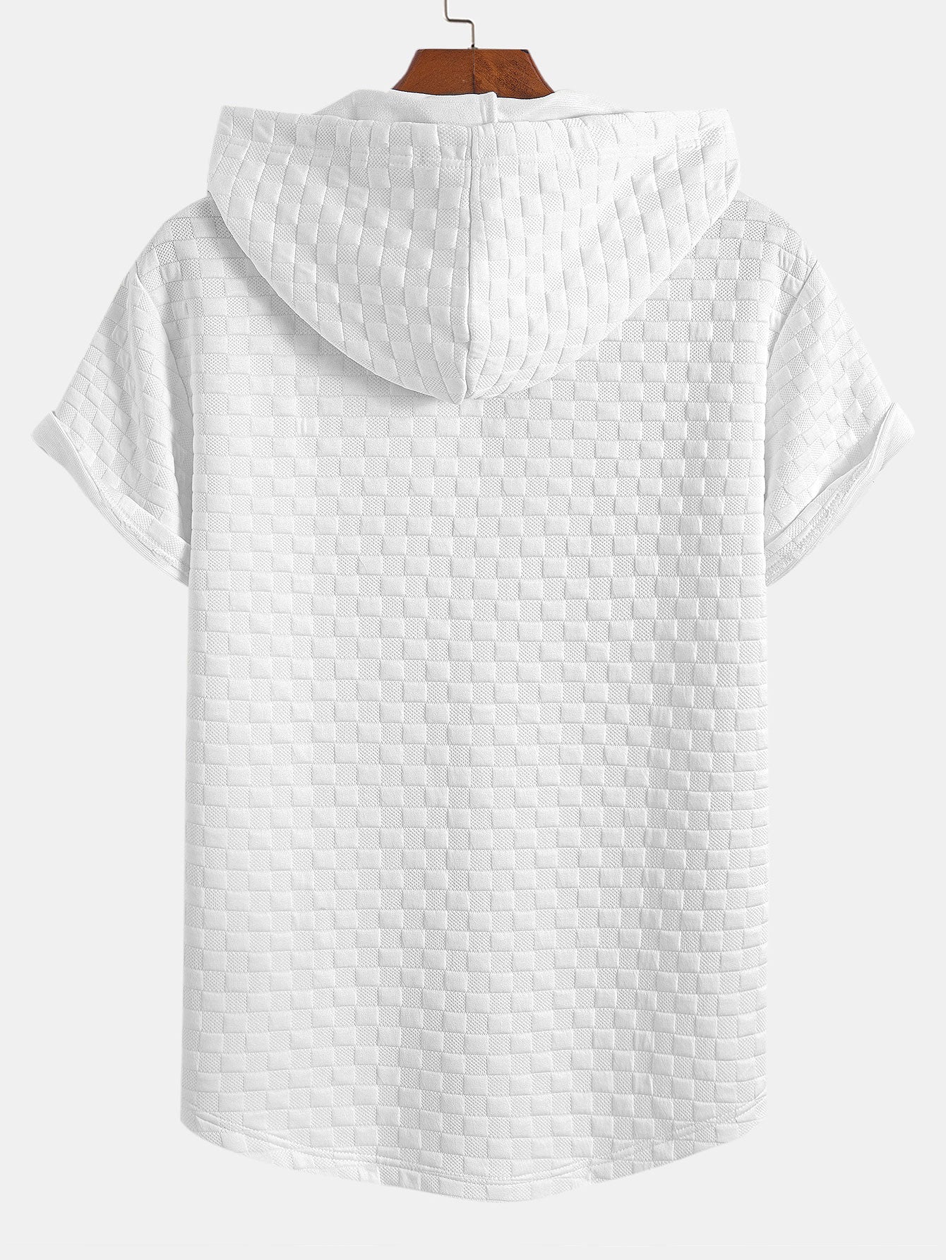 Colin® | Checkerboard Jacquard Arc Hem Hooded T-Shirt - Image 2