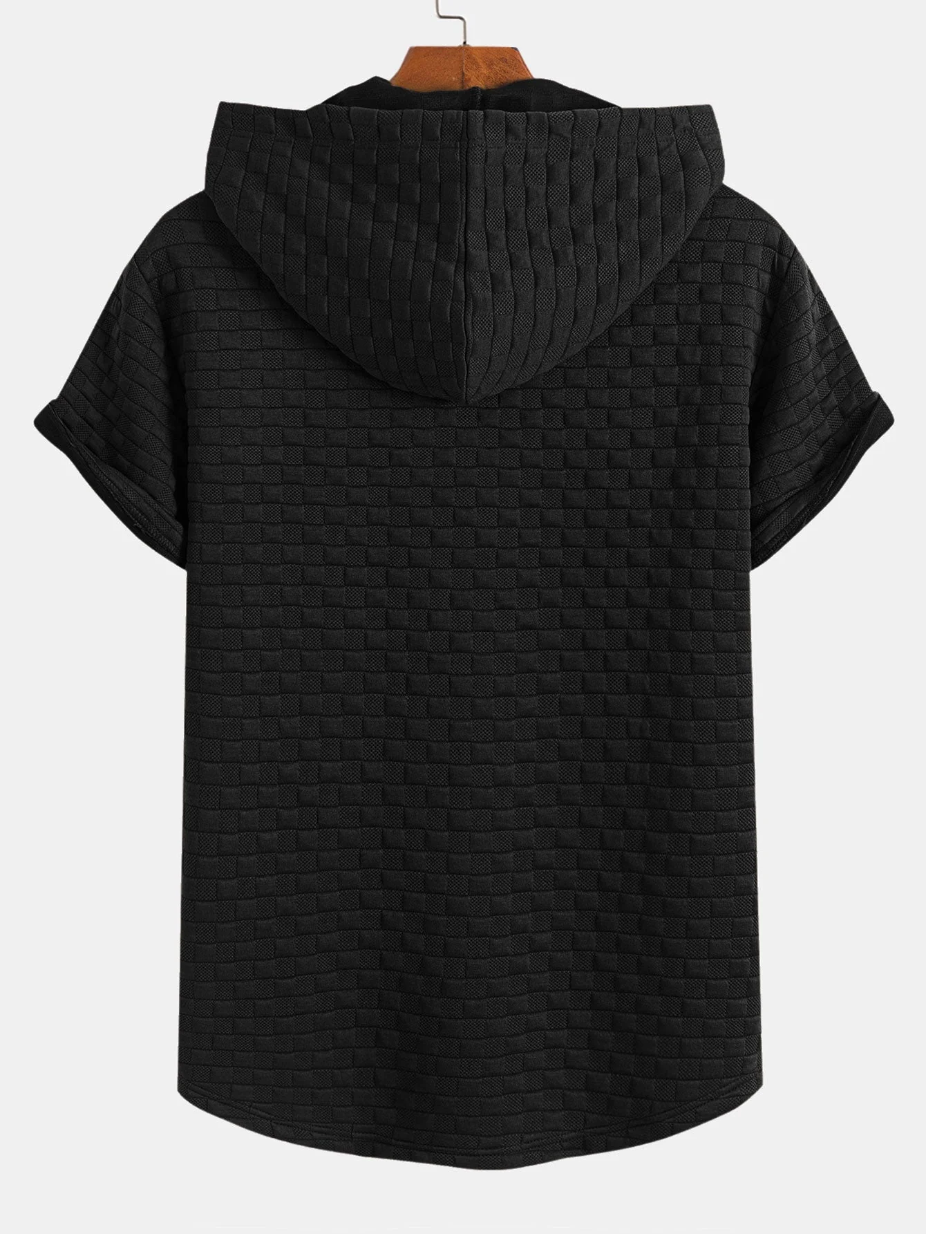 Colin® | Checkerboard Jacquard Arc Hem Hooded T-Shirt - Image 4