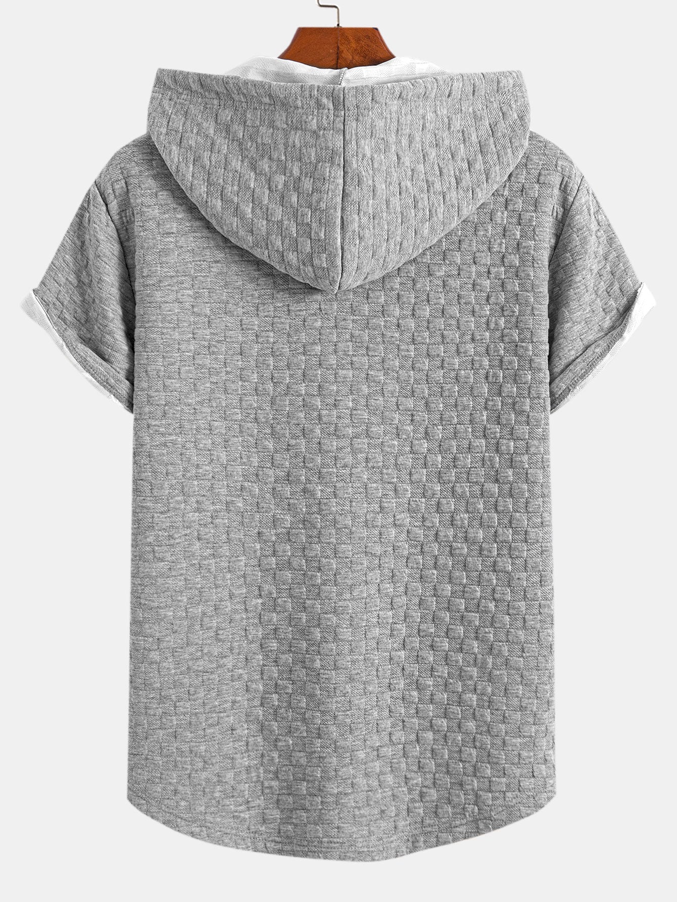 Colin® | Checkerboard Jacquard Arc Hem Hooded T-Shirt - Image 6