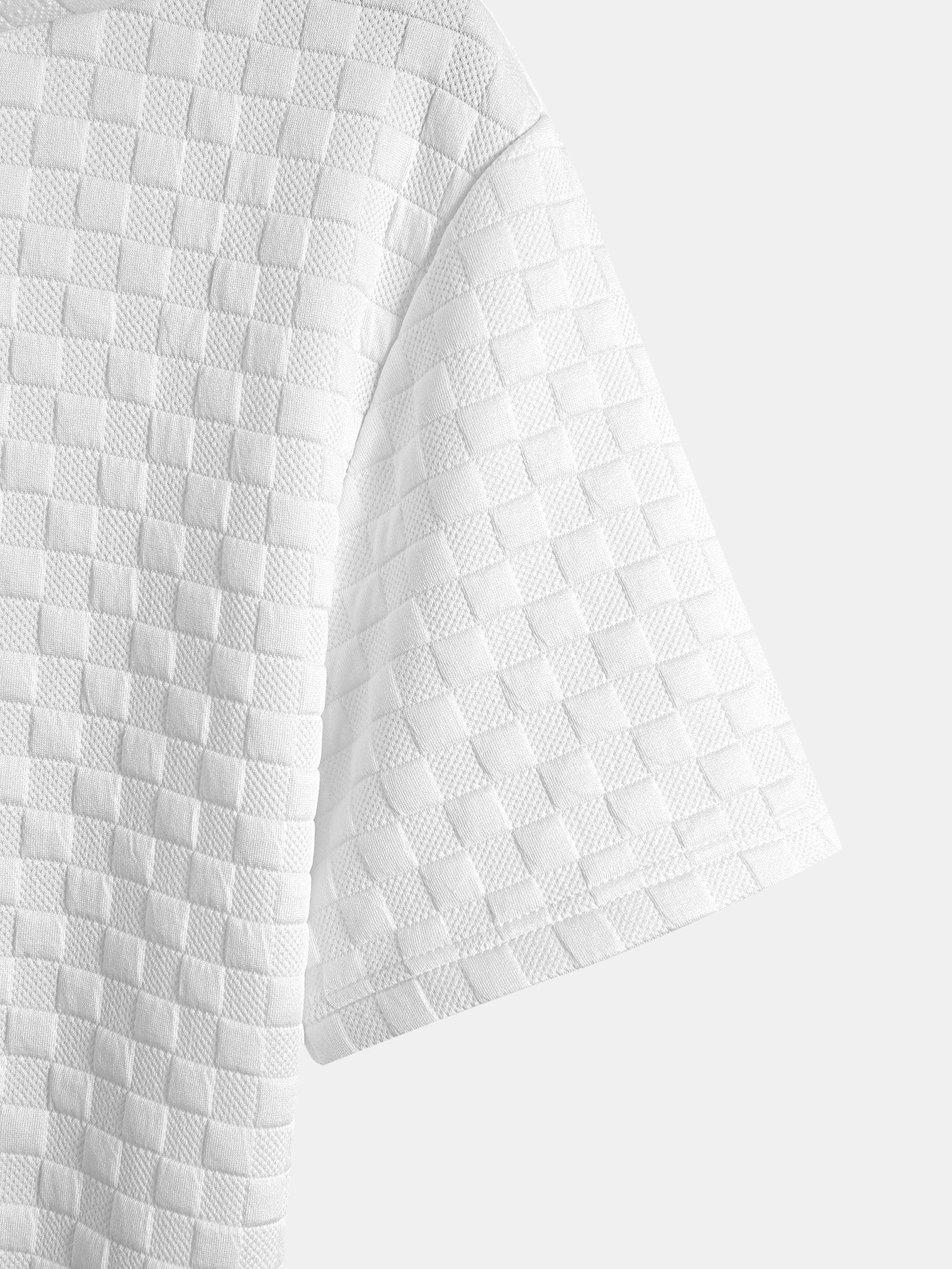 Colin® | Checkerboard Jacquard Arc Hem Hooded T-Shirt - Image 8