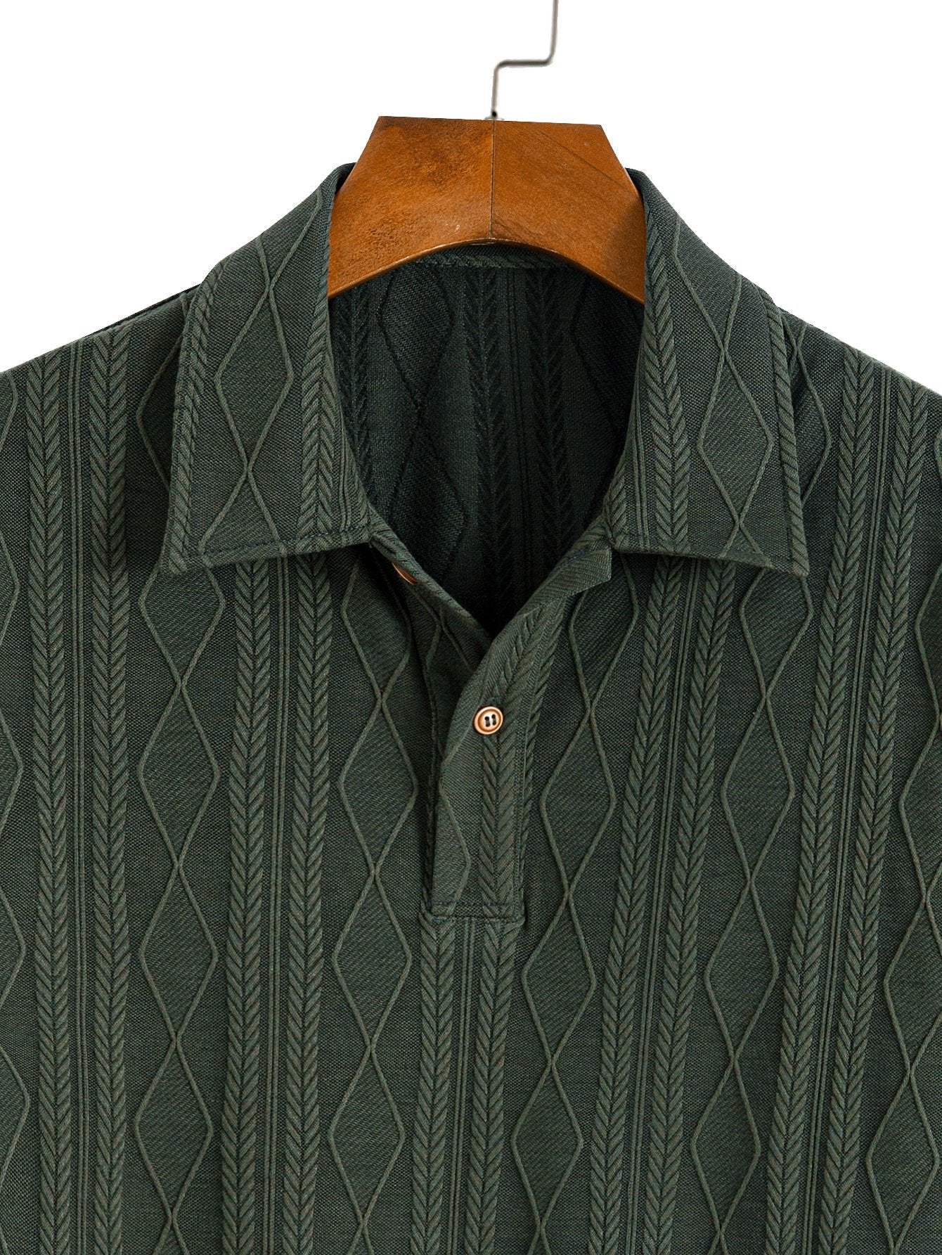 Colombo® | Knitted Geometric Rhombus Jacquard Polo & Straight Leg Ribbed Pants - Image 14