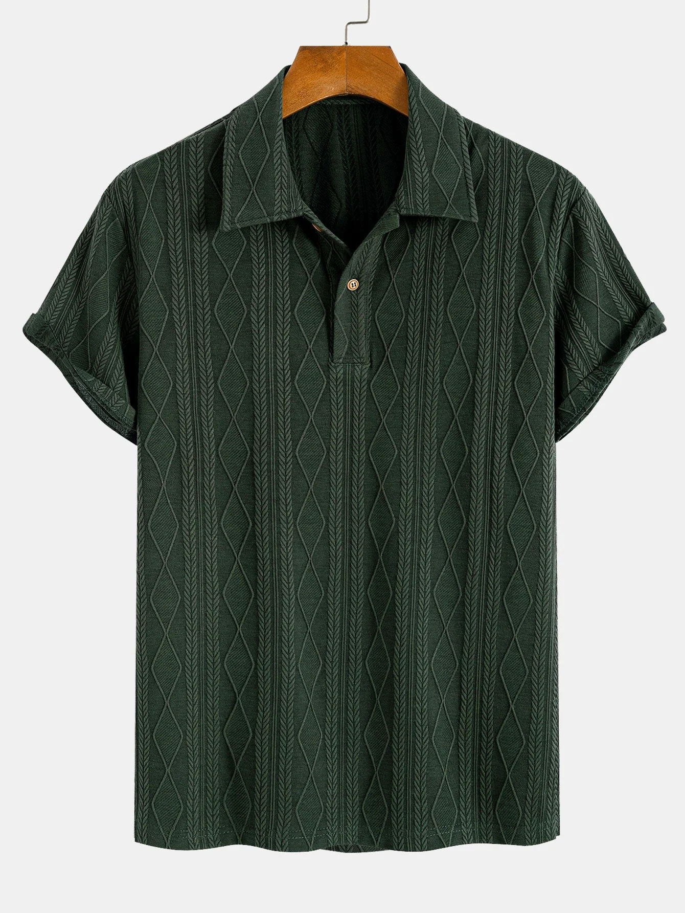 Colombo® | Knitted Geometric Rhombus Jacquard Polo & Straight Leg Ribbed Pants - Image 6