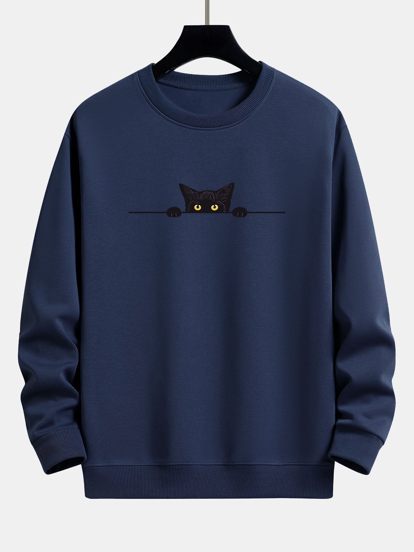 Connor® | Black Cat Print Relax Fit Sweatshirt - Image 5