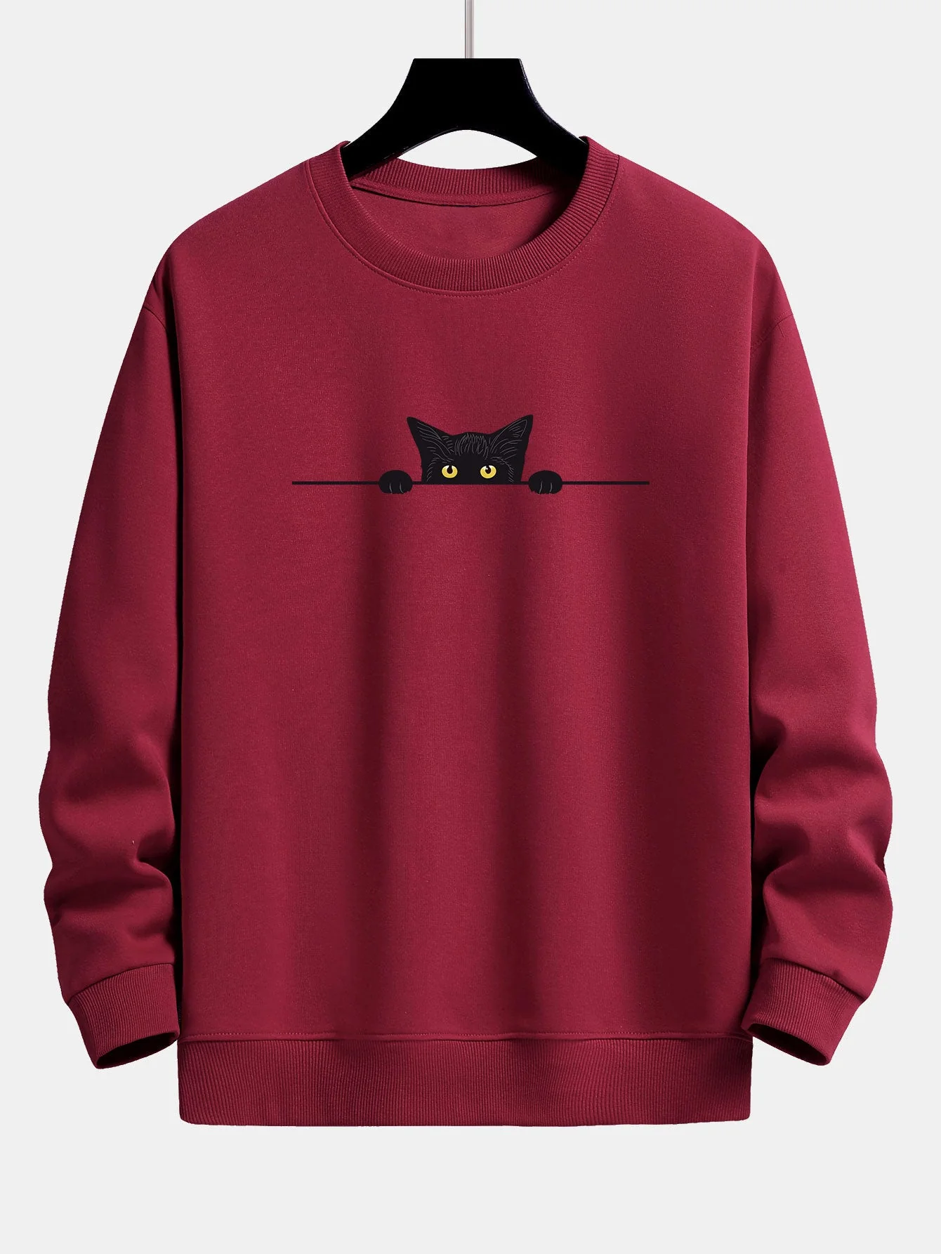 Connor® | Black Cat Print Relax Fit Sweatshirt - Image 8