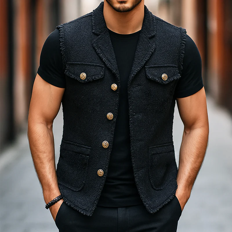 Connor | Men'S Retro Casual Single Breasted Raw Edge Vest - Image 2