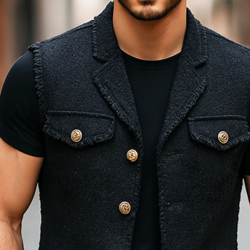 Connor | Men'S Retro Casual Single Breasted Raw Edge Vest - Image 3