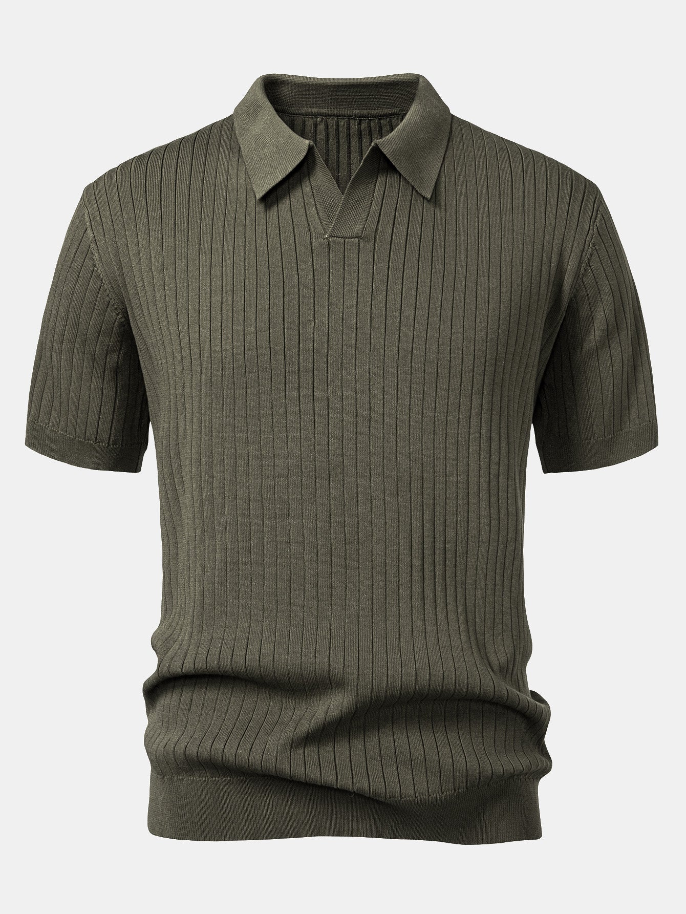 Connor | Stripe V Neck Knit Polo Shirt - Image 10