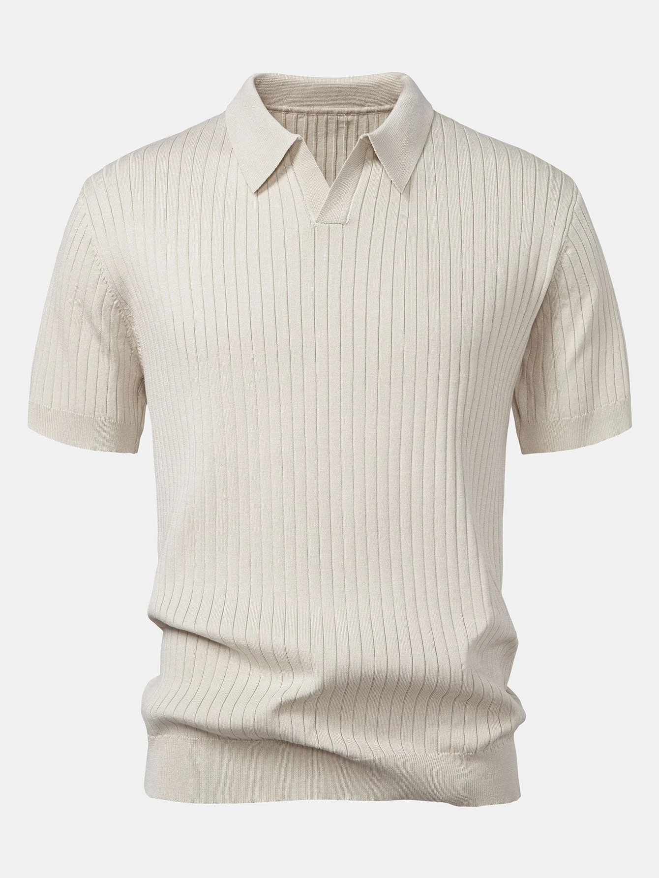 Connor | Stripe V Neck Knit Polo Shirt - Image 12