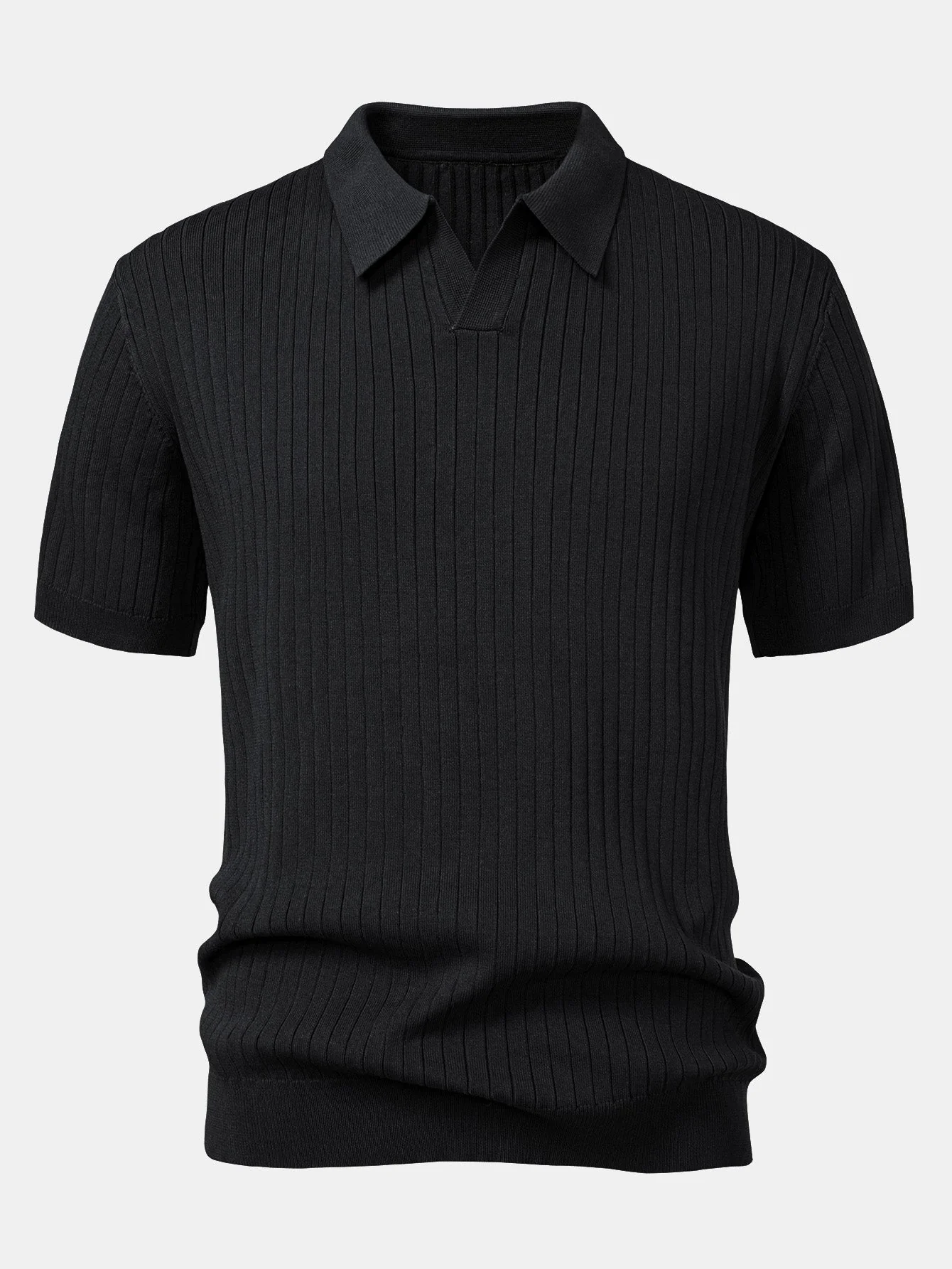 Connor | Stripe V Neck Knit Polo Shirt - Image 14