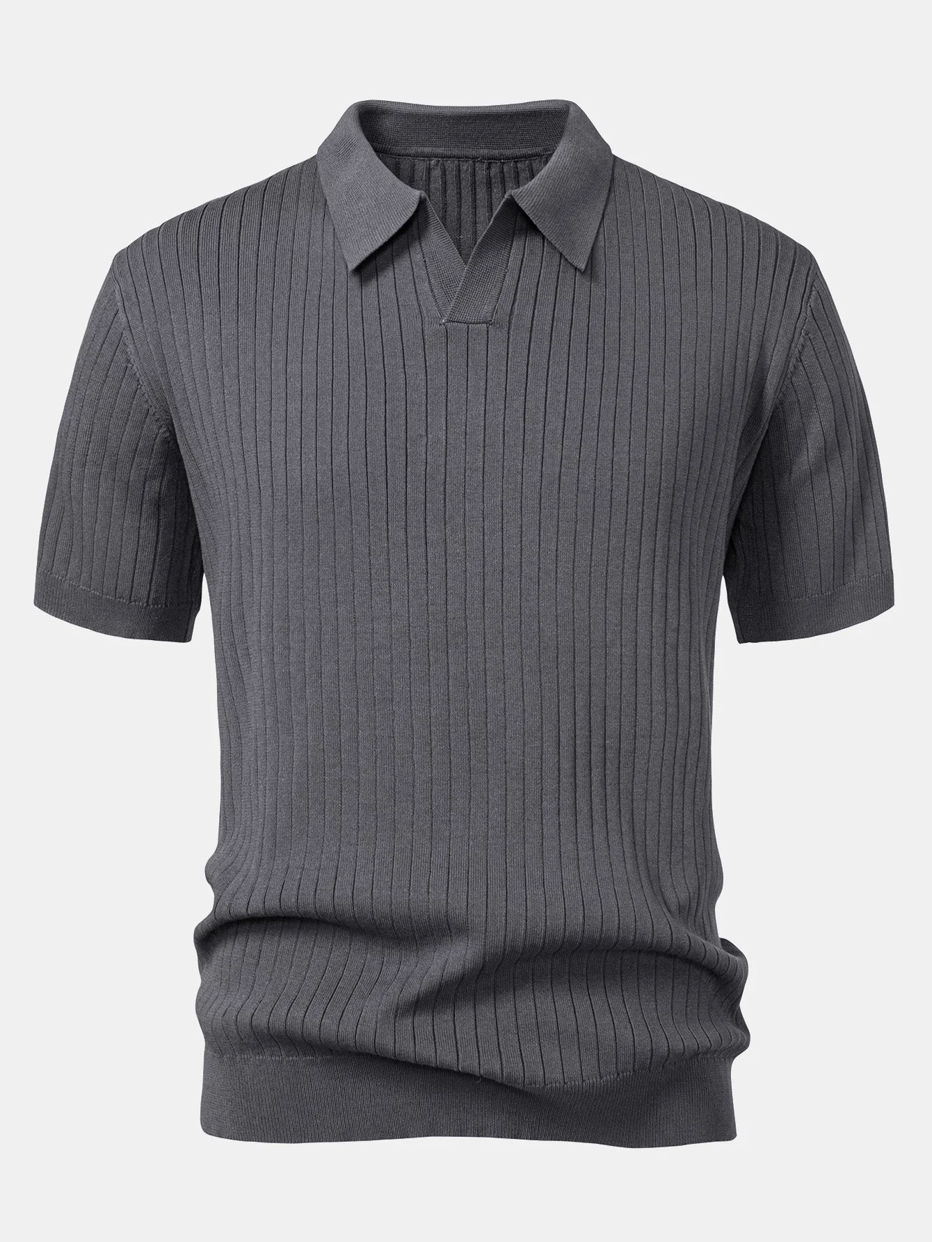 Connor | Stripe V Neck Knit Polo Shirt - Image 16