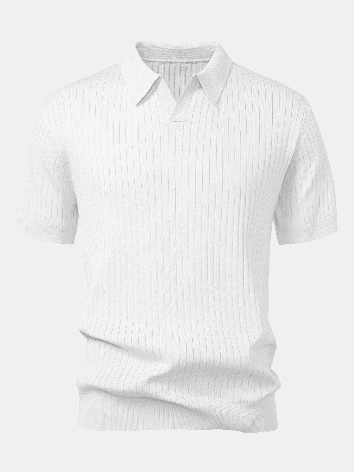 Connor | Stripe V Neck Knit Polo Shirt - Image 3