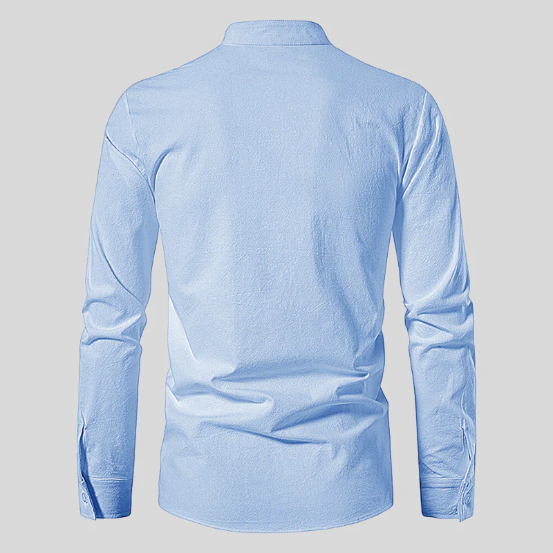 Corbin® | Soft Long-Sleeved Polo Shirt In Plain Colors - Image 2