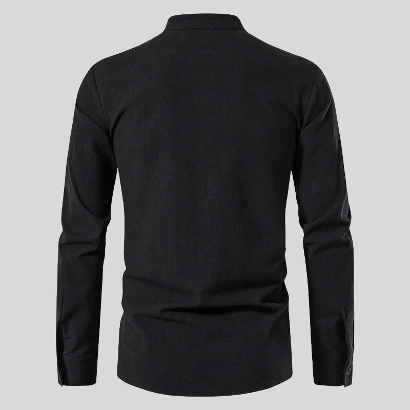 Corbin® | Soft Long-Sleeved Polo Shirt In Plain Colors - Image 6