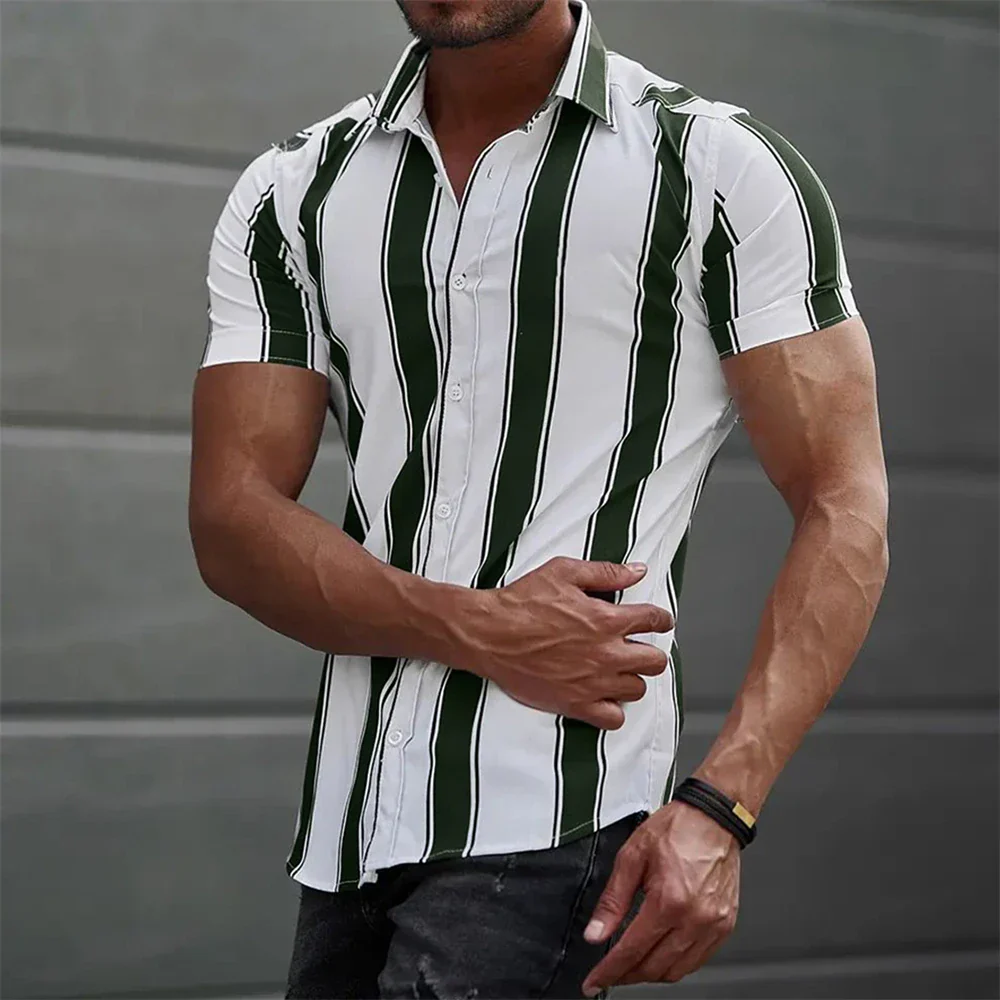 Corbin | Striped Short Sleeved Summer Shirt - Image 13