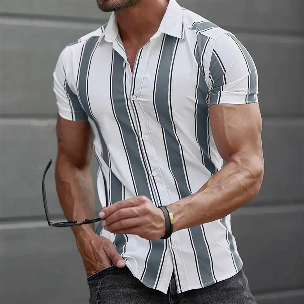 Corbin | Striped Short Sleeved Summer Shirt - Image 14