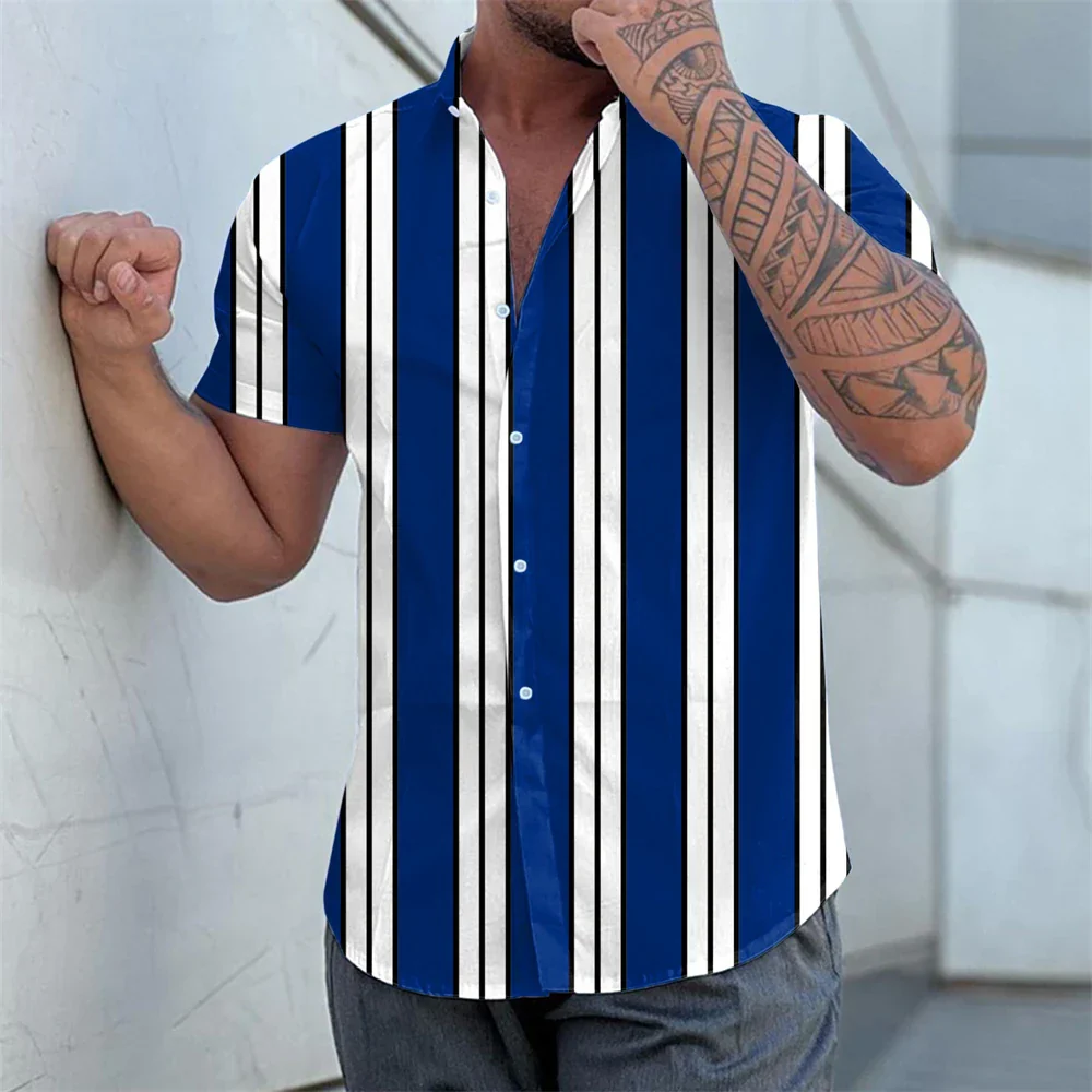 Corbin | Striped Short Sleeved Summer Shirt - Image 15