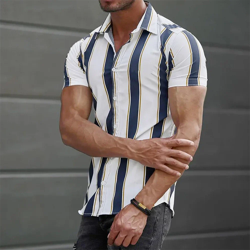 Corbin | Striped Short Sleeved Summer Shirt - Image 9