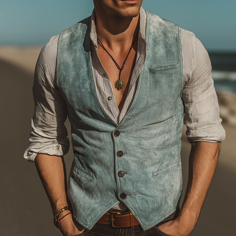 Corey | Men'S Retro Casual High Quality Washed Denim Vest - Image 2