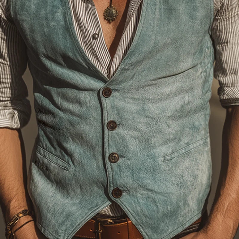 Corey | Men'S Retro Casual High Quality Washed Denim Vest - Image 3