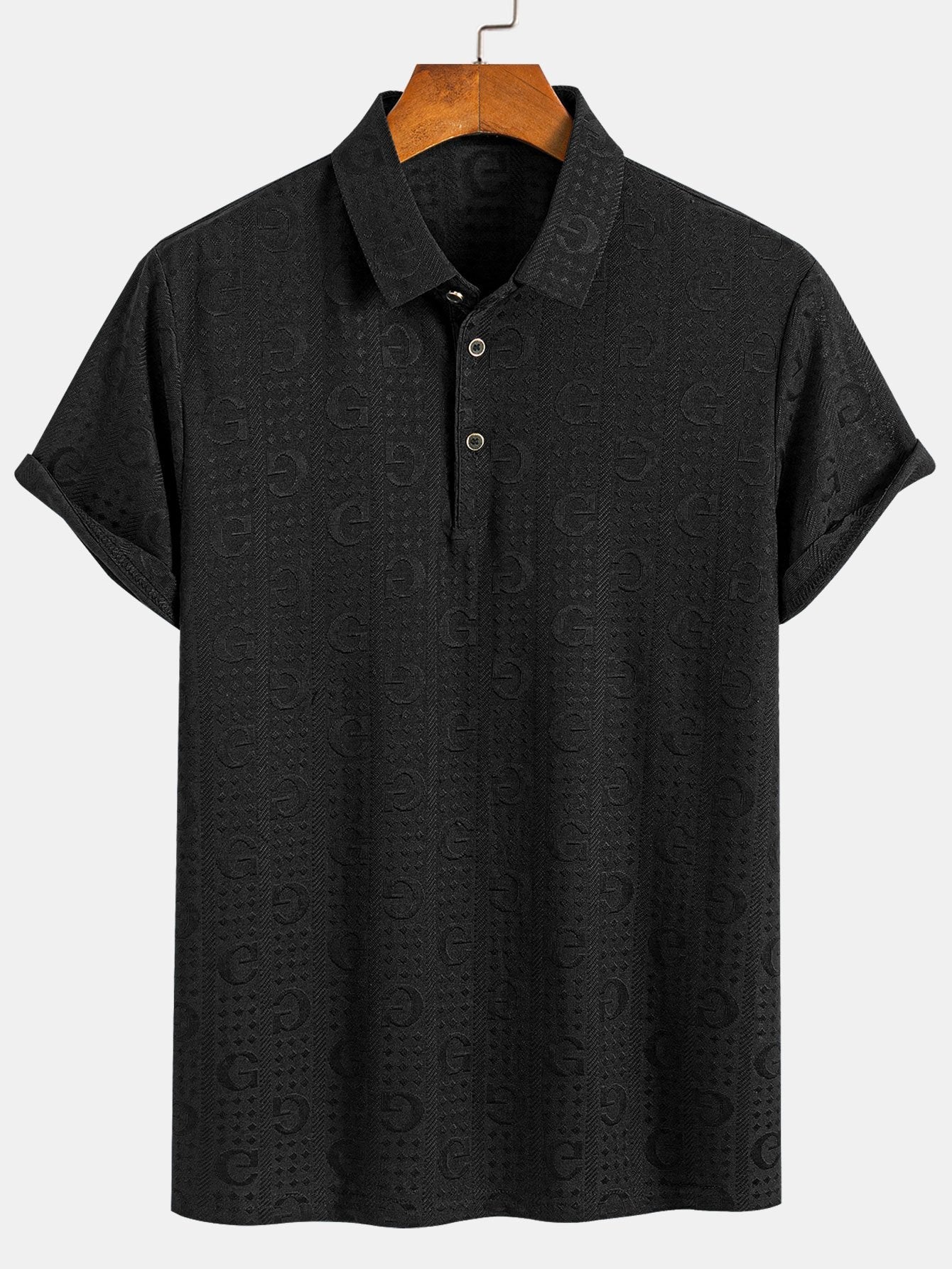 Cornelio® | Short Sleeve Knitted Letter Textured Polo - Image 3