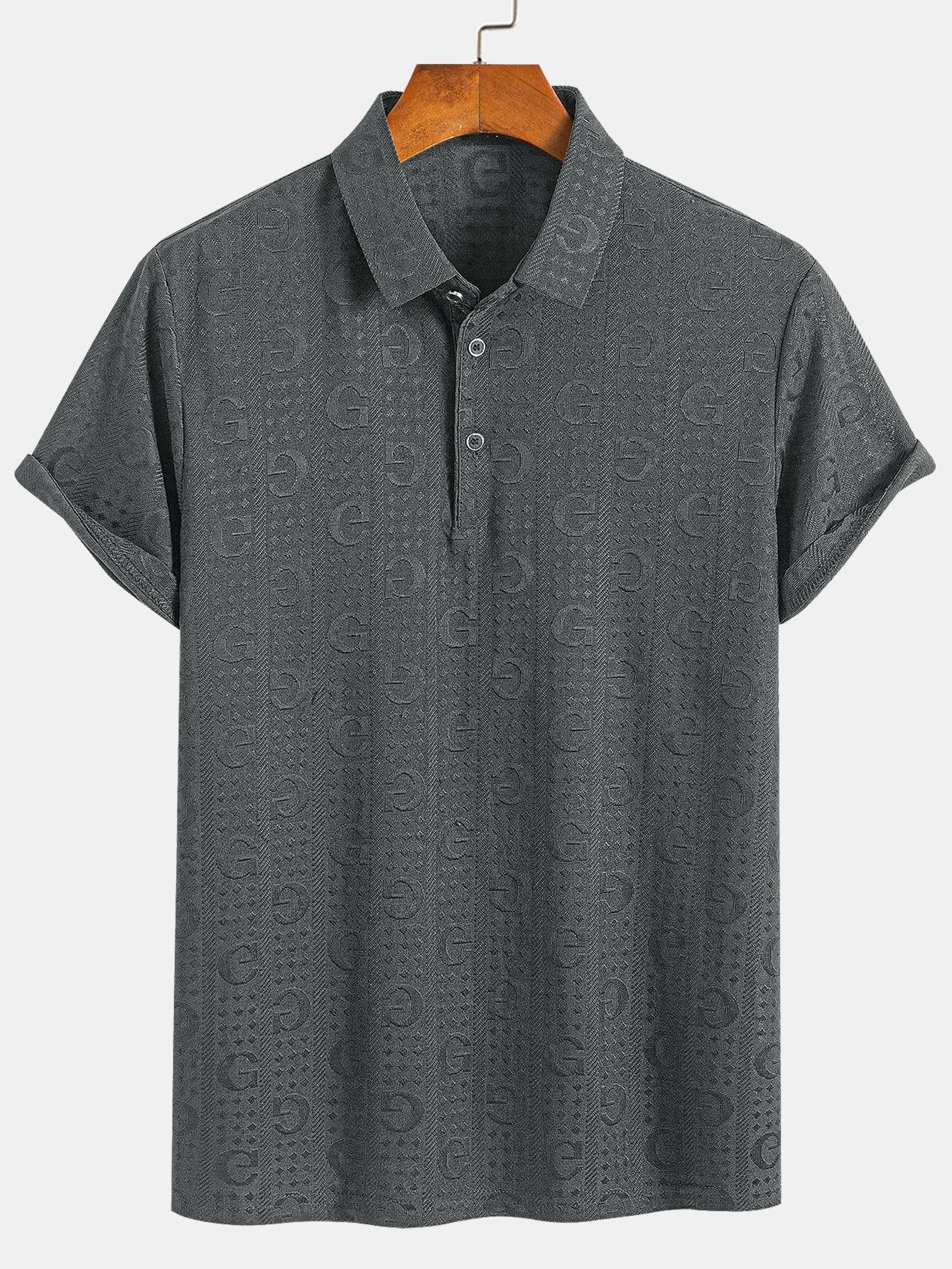 Cornelio® | Short Sleeve Knitted Letter Textured Polo - Image 4