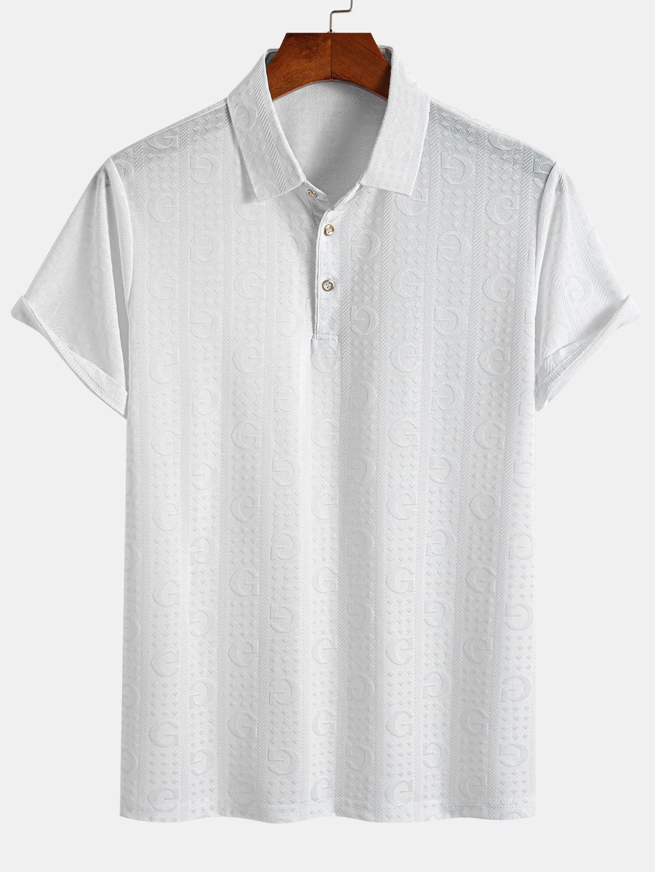Cornelio® | Short Sleeve Knitted Letter Textured Polo - Image 5