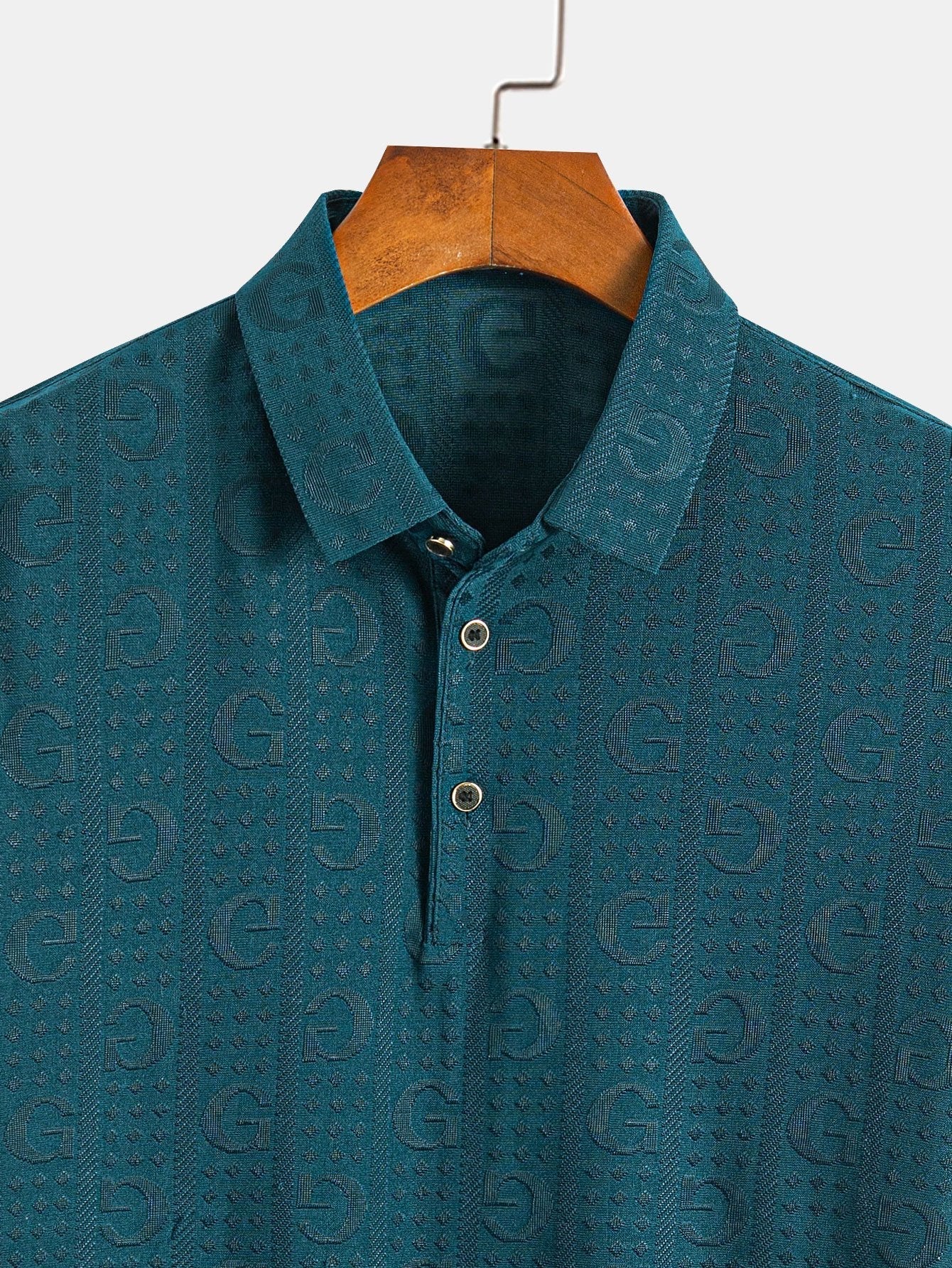 Cornelio® | Short Sleeve Knitted Letter Textured Polo - Image 7