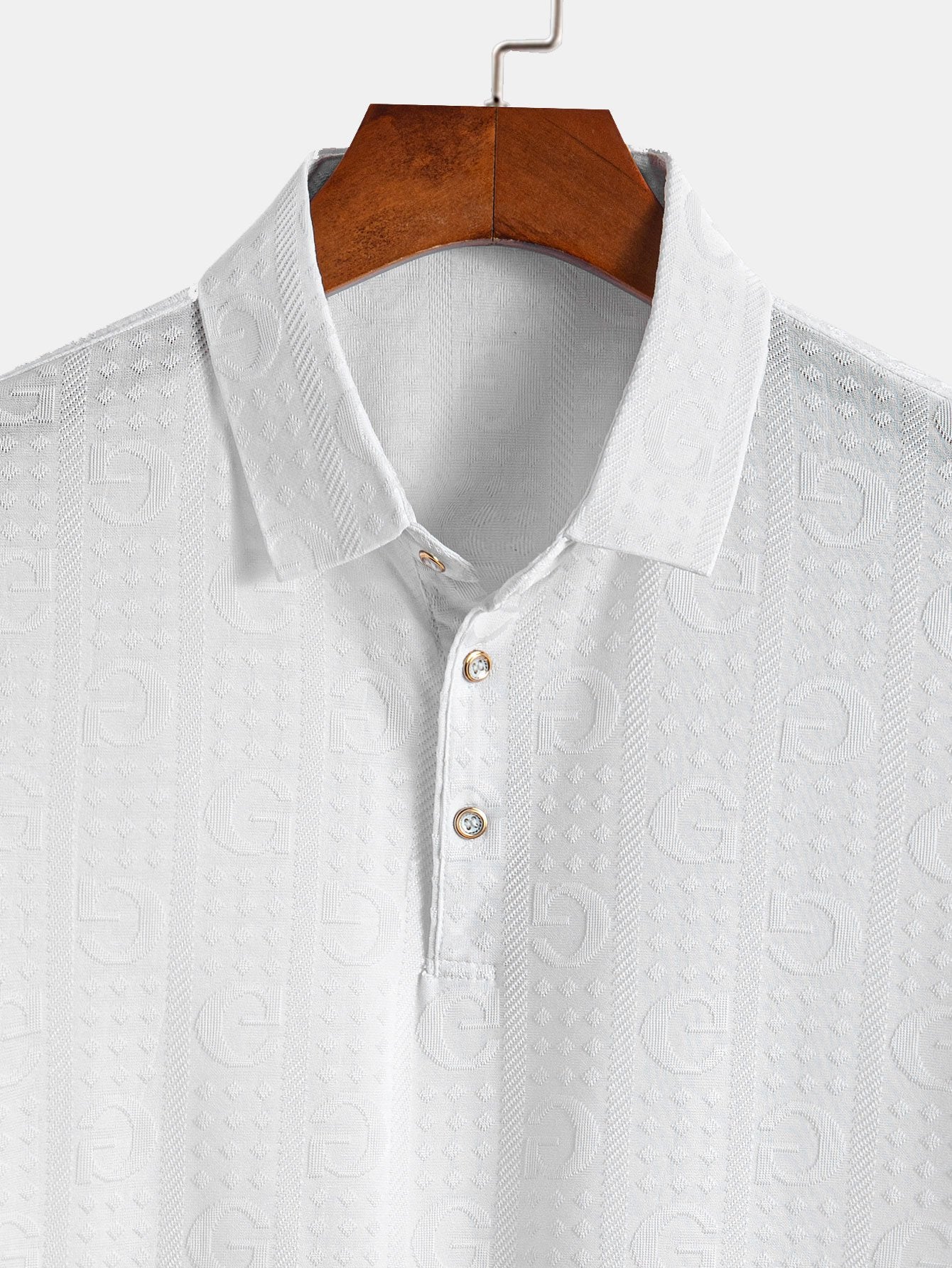 Cornelio® | Short Sleeve Knitted Letter Textured Polo - Image 8