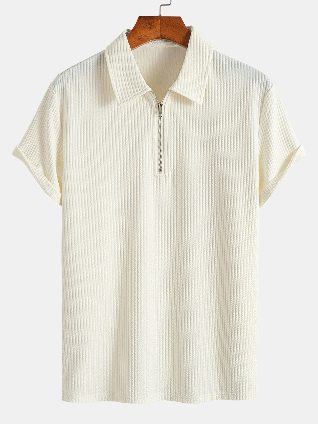 Cosme® | Muscle Fit Ribbed Half Zip Polo - Image 4