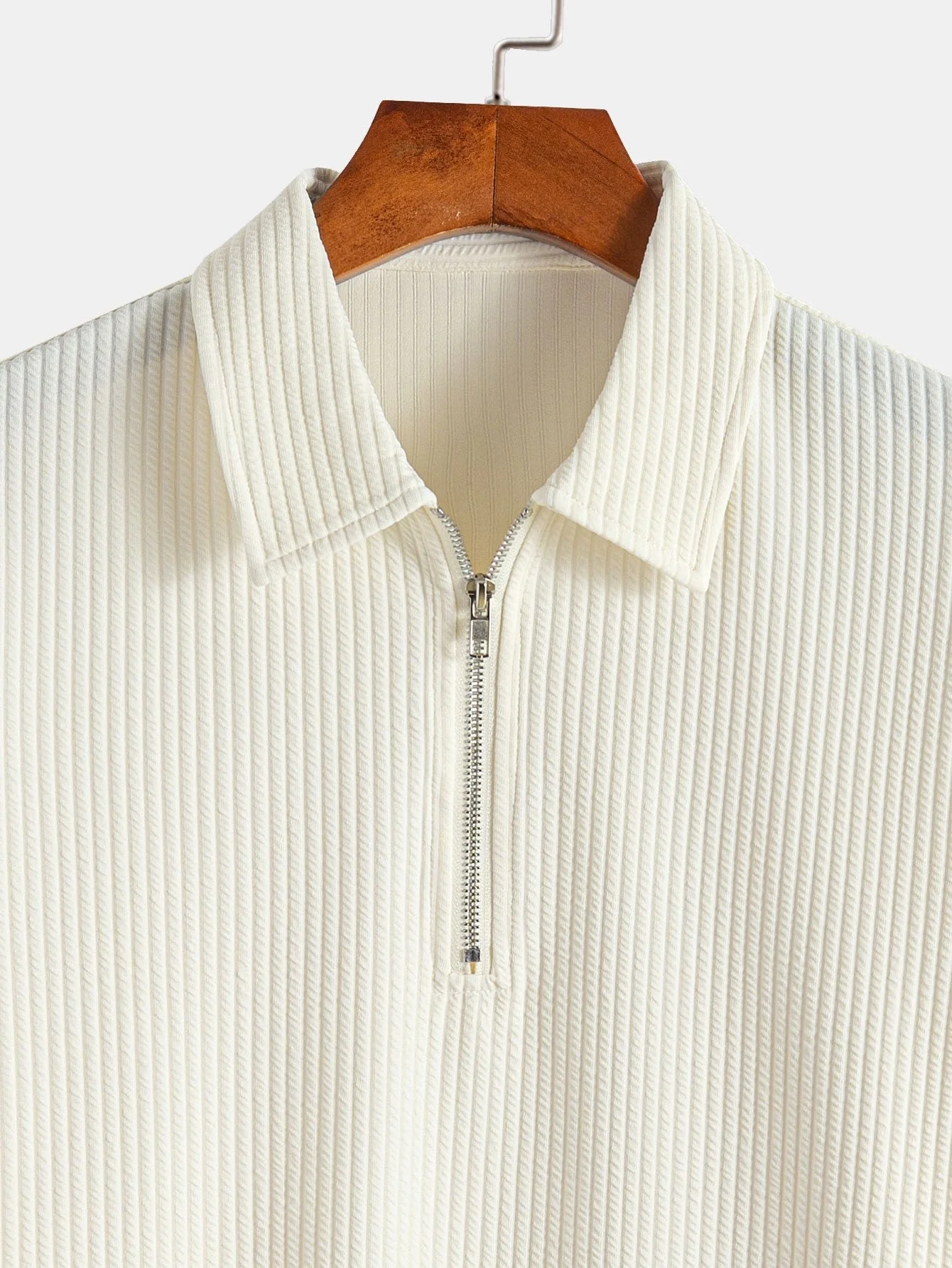 Cosme® | Muscle Fit Ribbed Half Zip Polo - Image 6