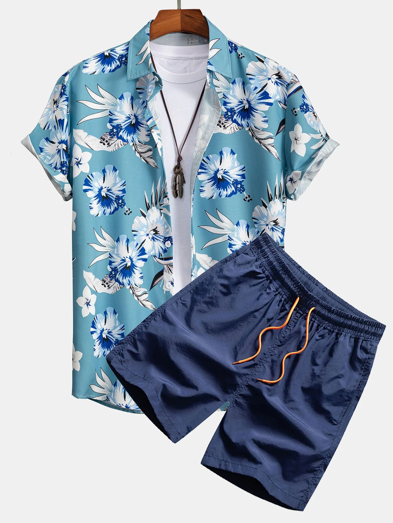 Craig® | Tropical Floral Print Button Up Shirt & Swim Shorts - Image 2