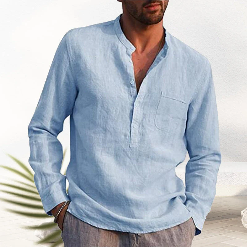 Crispin® | Men'S Linen Shirt With V-Neck - Image 4