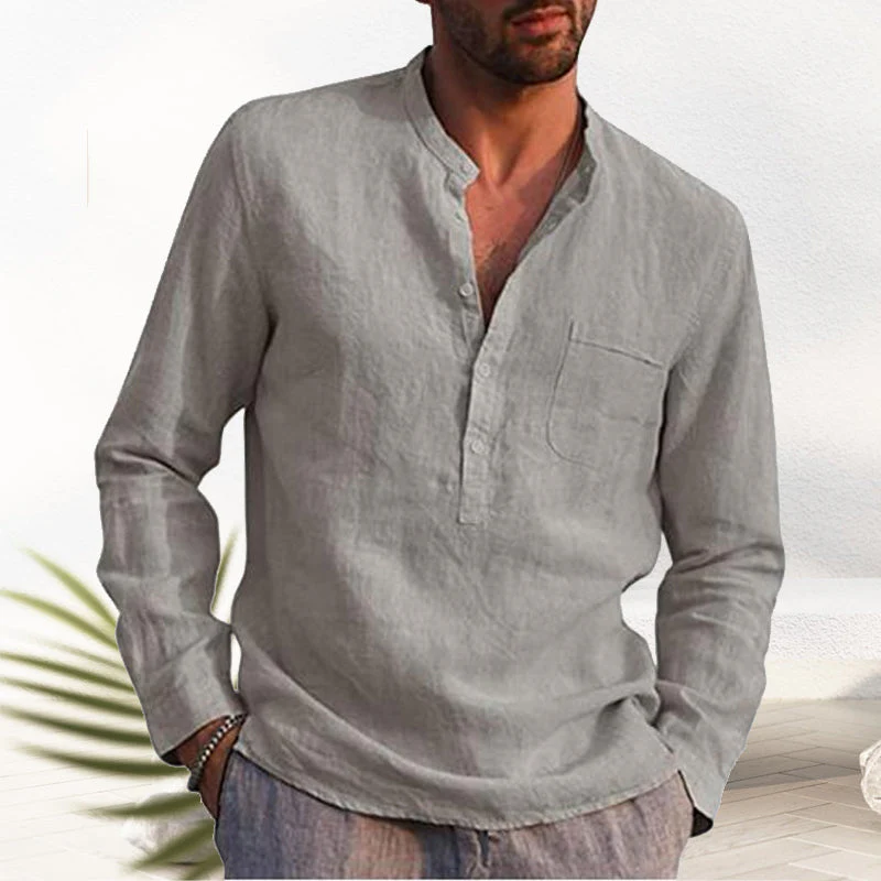 Crispin® | Men'S Linen Shirt With V-Neck - Image 6