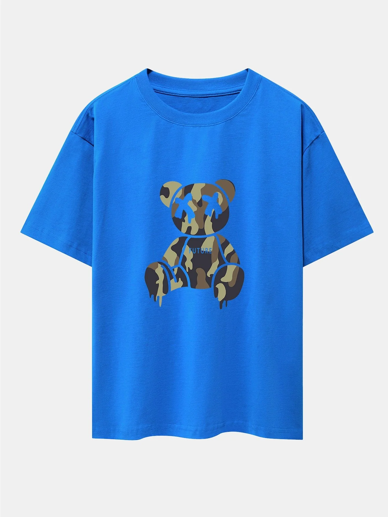 Cristian® | Camouflage Dissolving Bear Print Drop Shoulder Oversize T-Shirt - Image 6
