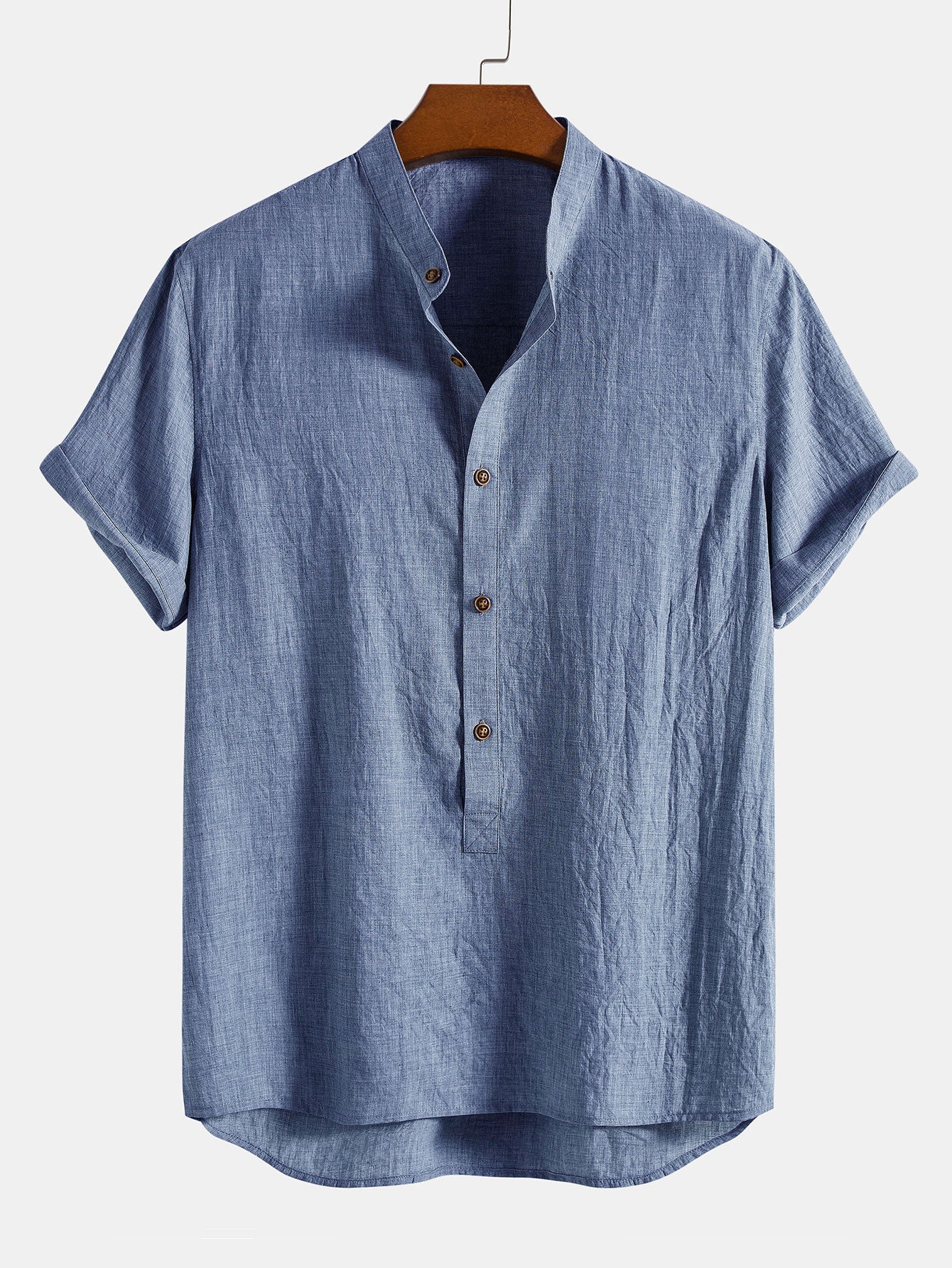 Cristian® | Short Sleeve Half Button Fly Henley Collar Shirt - Image 2