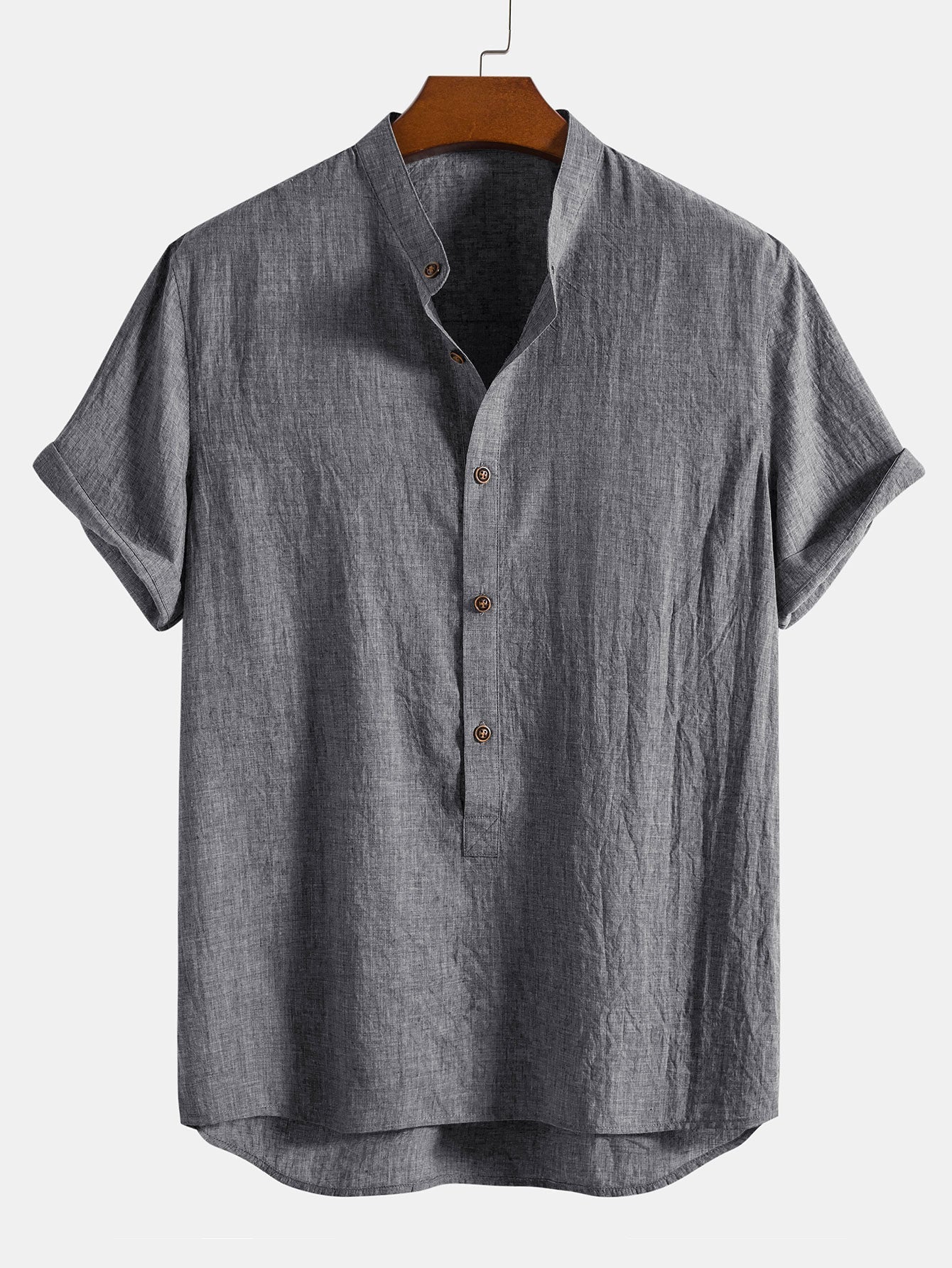 Cristian® | Short Sleeve Half Button Fly Henley Collar Shirt - Image 3