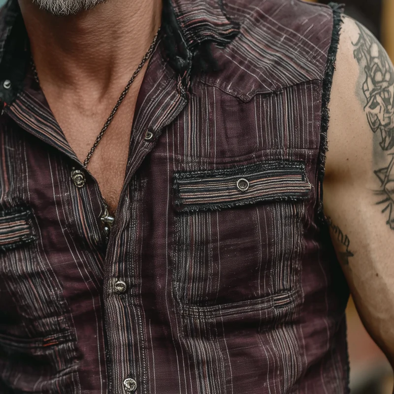 Cruz | Men'S Vintage Check Multi-Pocket Lapel Vest - Image 2