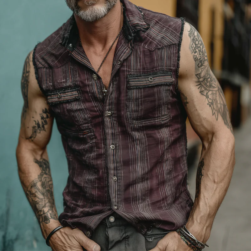 Cruz | Men'S Vintage Check Multi-Pocket Lapel Vest - Image 3