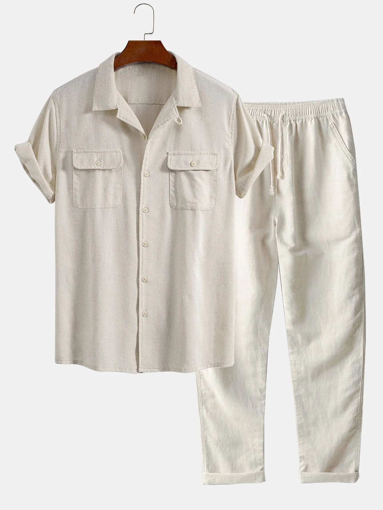 Cuno® | Linen Cuban Shirt With Pockets & Straight Leg Linen Pants - Image 2