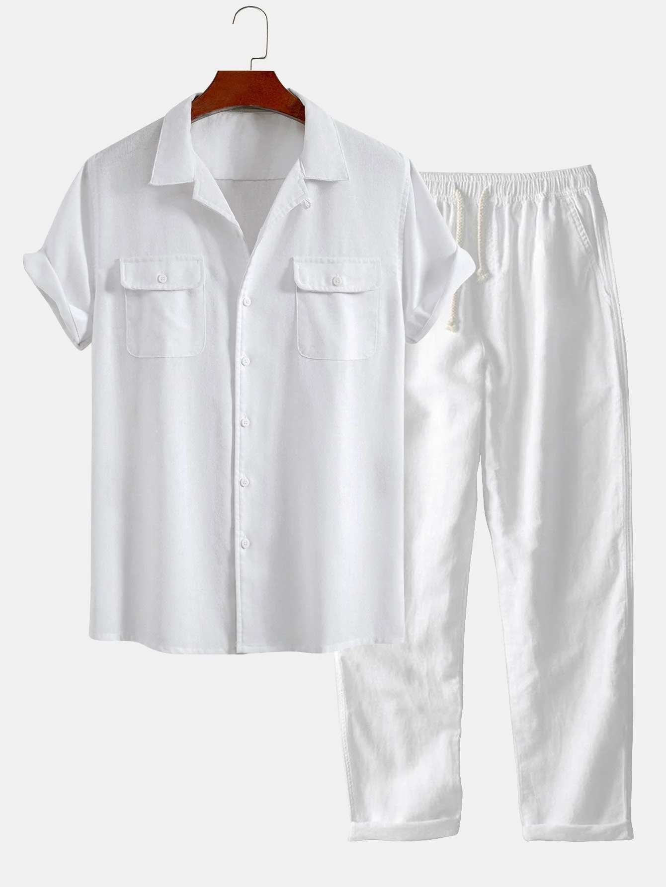 Cuno® | Linen Cuban Shirt With Pockets & Straight Leg Linen Pants - Image 3