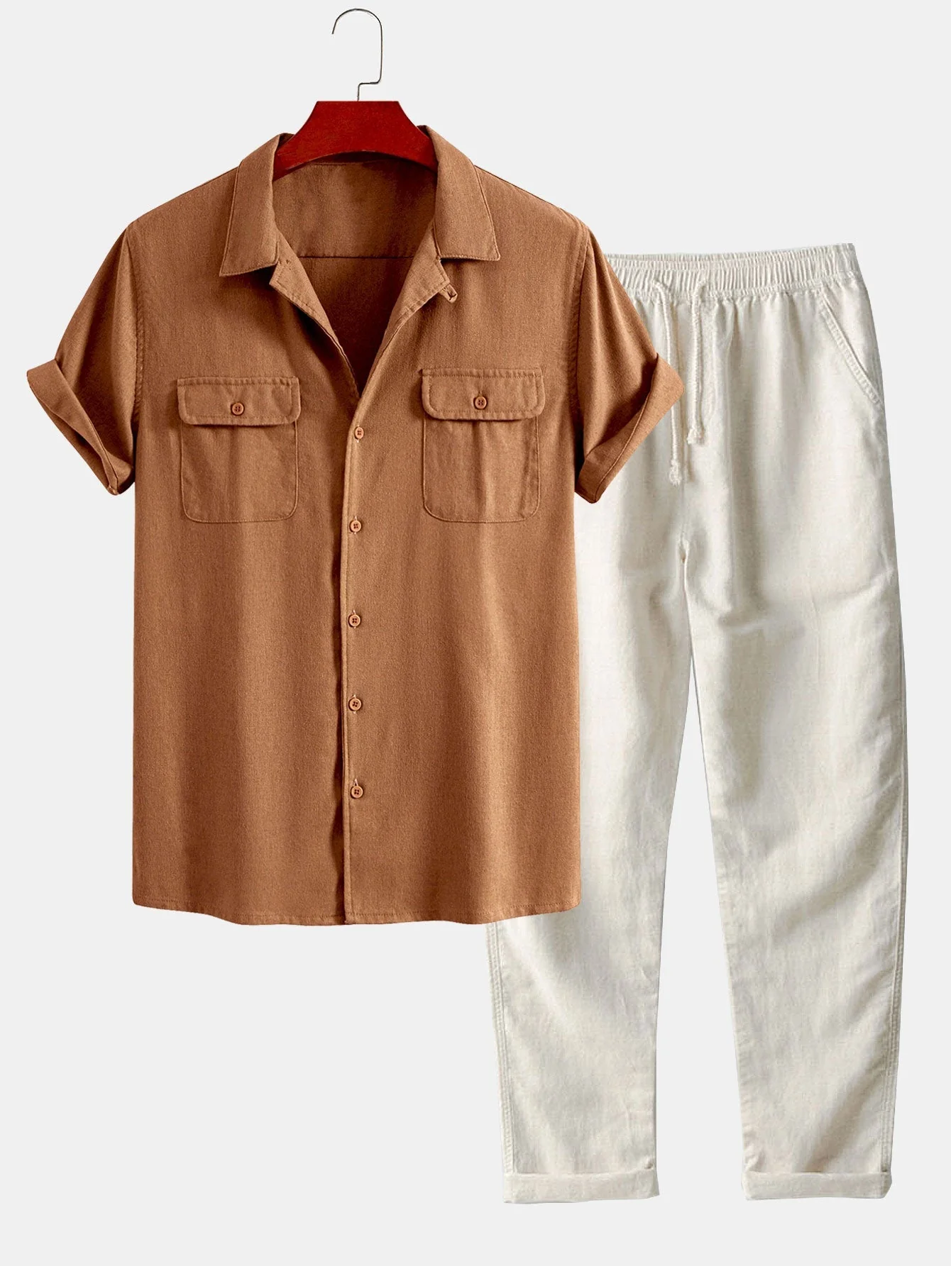 Cuno® | Linen Cuban Shirt With Pockets & Straight Leg Linen Pants - Image 4