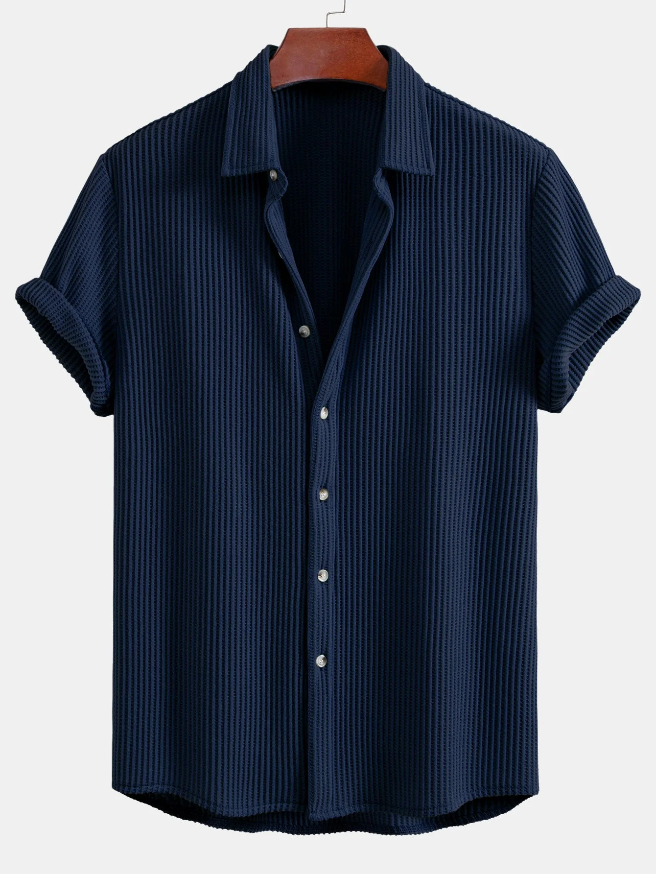 Cyrus® | Waffle Button Up Shirt & Drawstring Waffle Shorts - Image 14