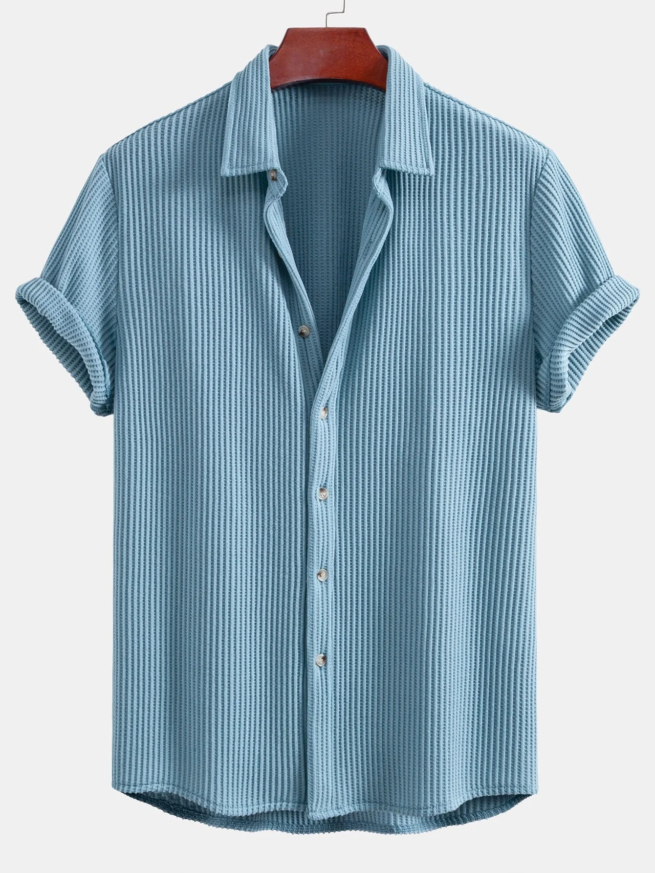 Cyrus® | Waffle Button Up Shirt & Drawstring Waffle Shorts - Image 6