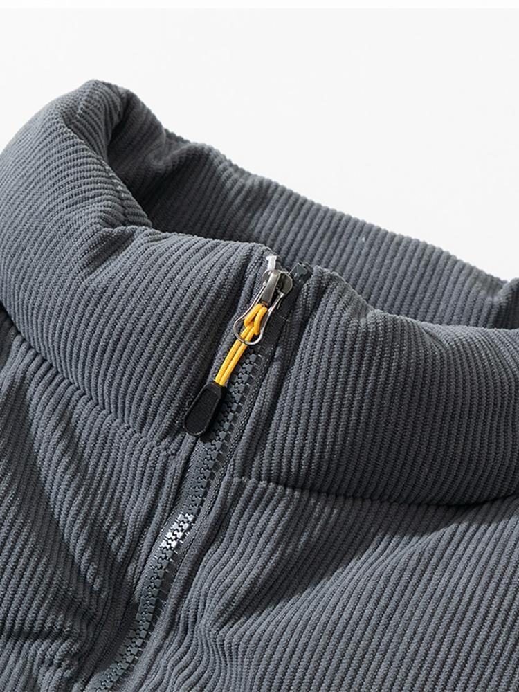 Cyrus | Funnel Neck Corduroy Puffer Coat - Image 13
