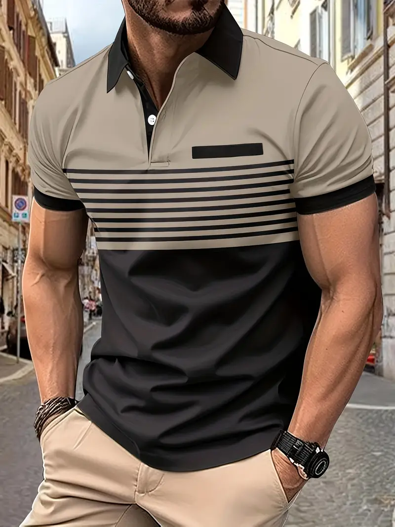 Dale® | Striped Casual Color Block Short Sleeve Shirt - Image 53