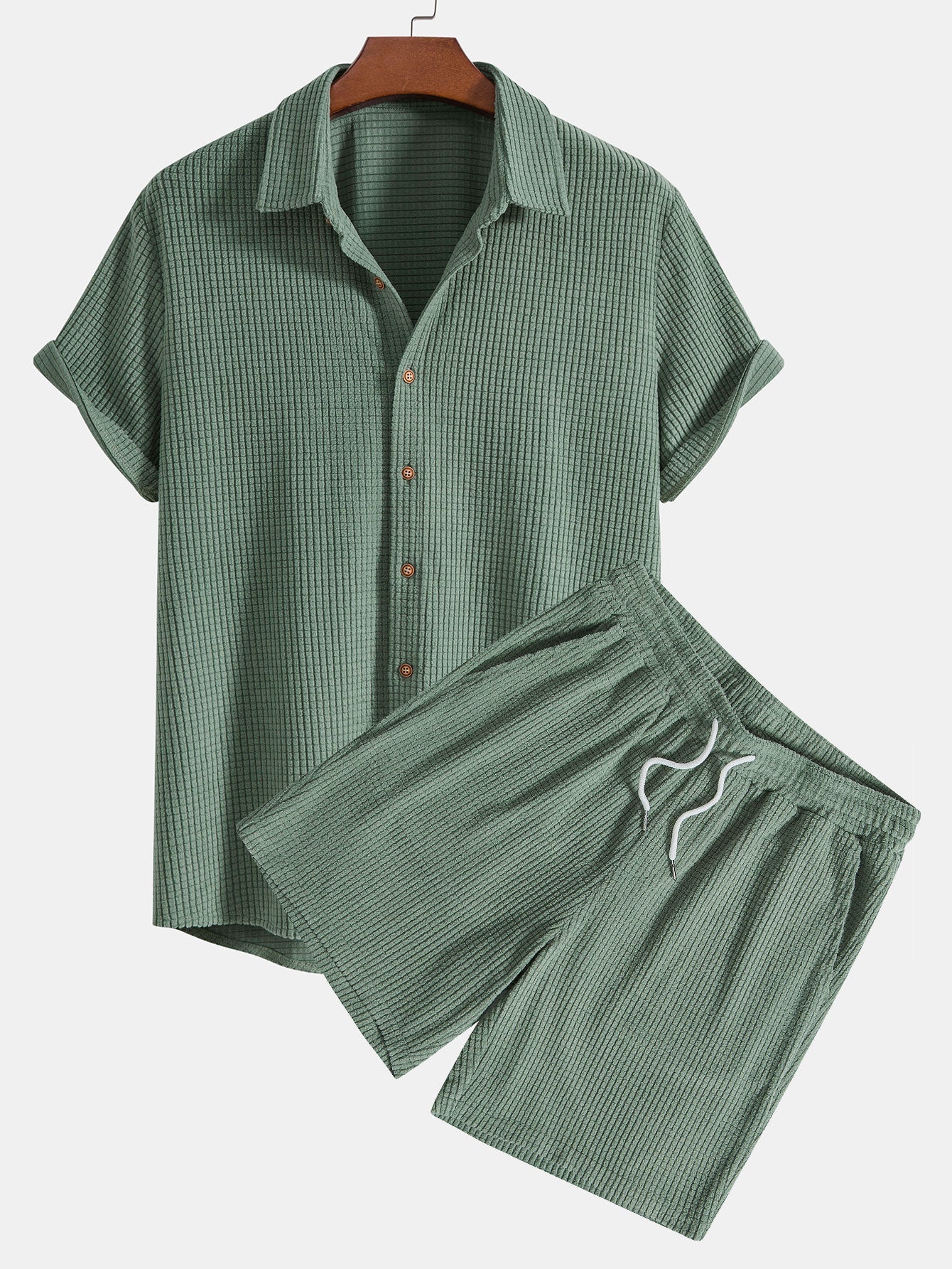 Dale® | Waffle Button Up Shirt & Shorts - Image 2