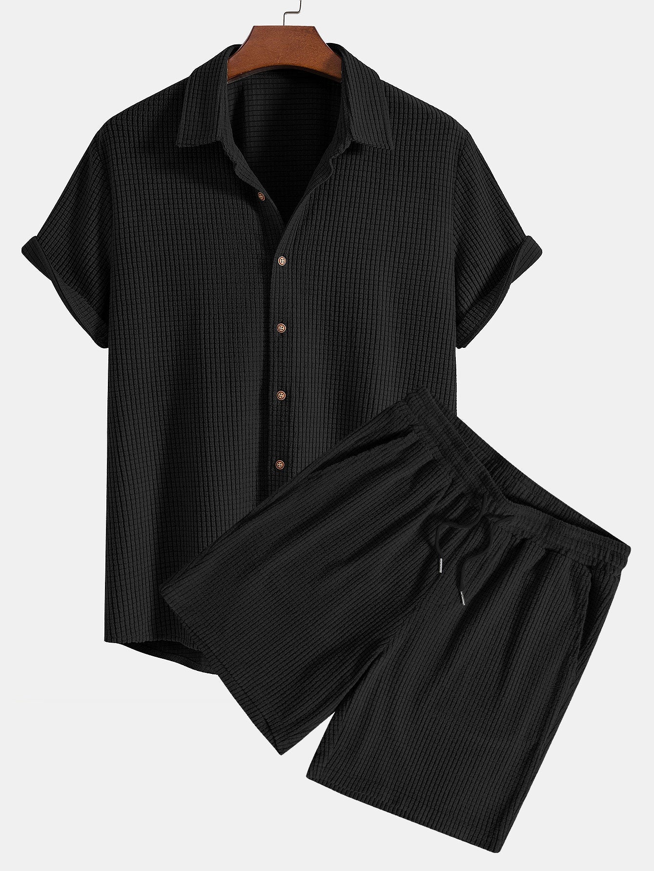 Dale® | Waffle Button Up Shirt & Shorts - Image 3