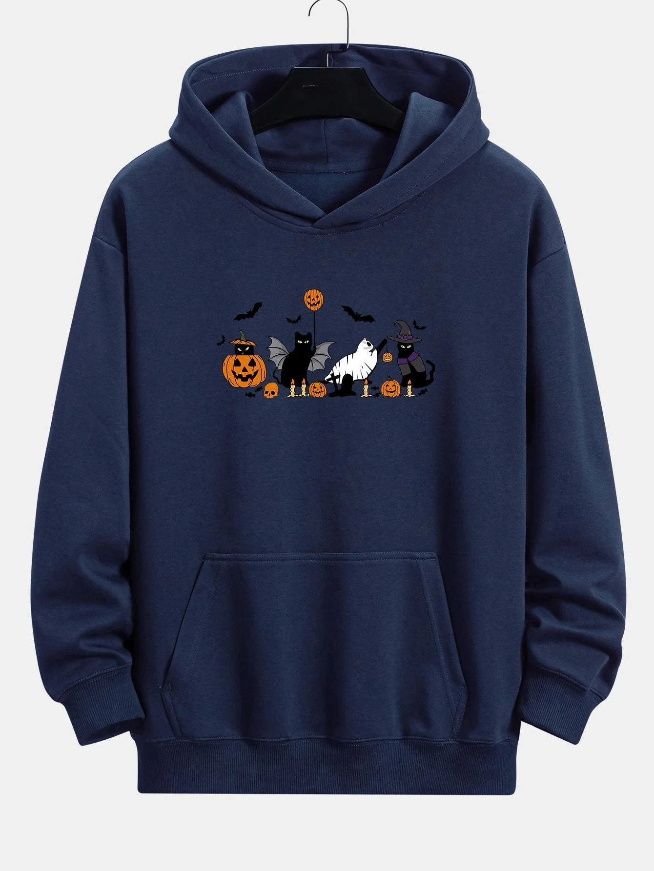Dallas | Halloween Pumpkin Black Cat Print Relax Fit Hoodie - Image 2