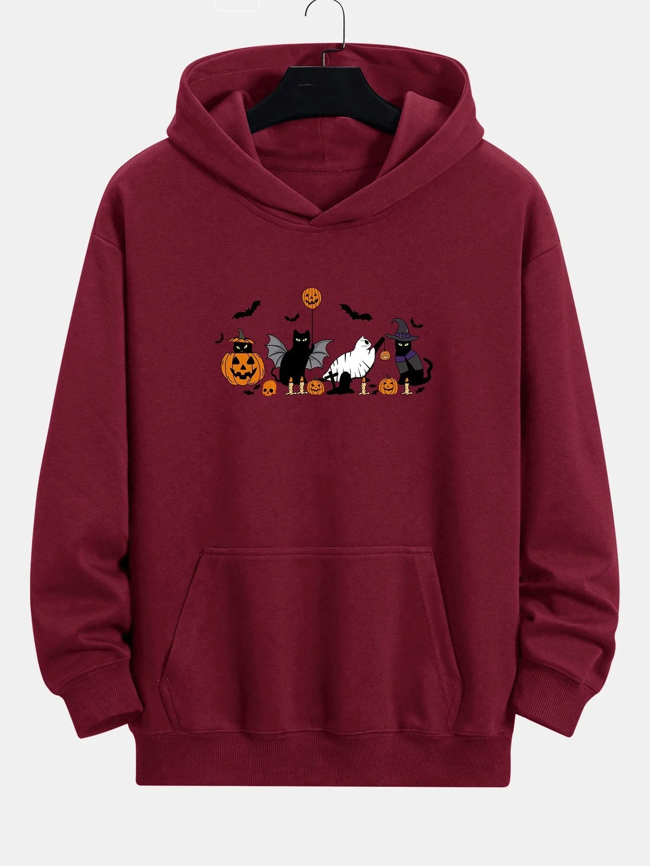 Dallas | Halloween Pumpkin Black Cat Print Relax Fit Hoodie - Image 5